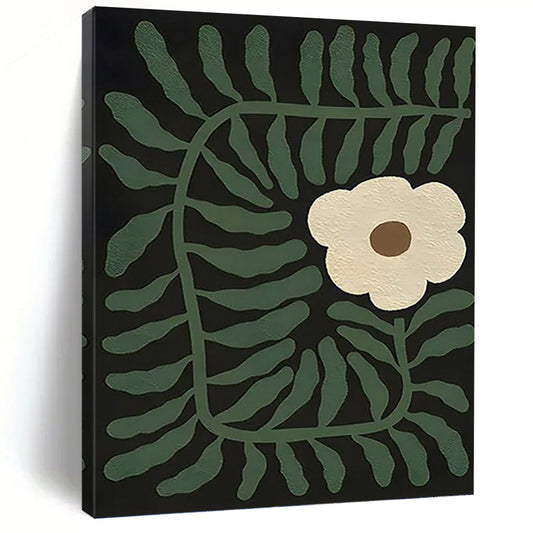 “Green - Leafed and White - Flowered Abstract” - Nature - Inspired Painting On Canvas DKH1115