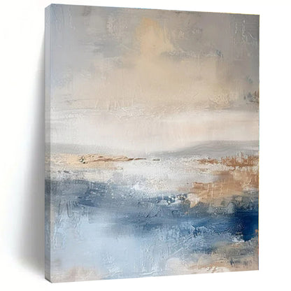 Soft Blue & Brown Abstraction - Abstract Minimalist Acrylic On Canvas CT1340