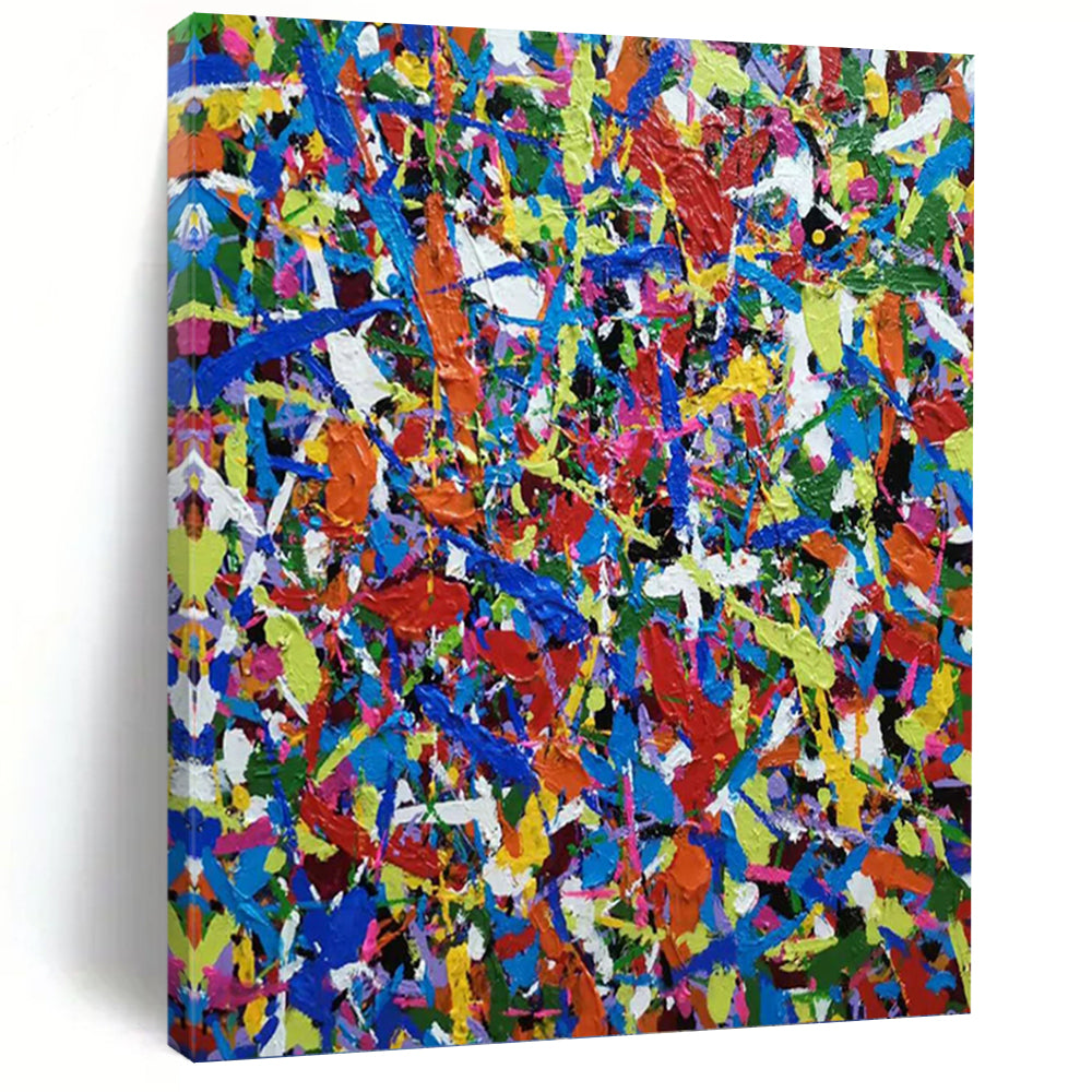 “Color Explosion” - Vibrant Multicolor Abstract Drip Painting On Canvas DKH1566