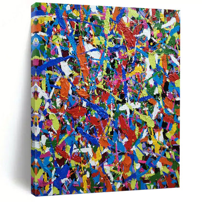 “Color Explosion” - Vibrant Multicolor Abstract Drip Painting On Canvas DKH1566