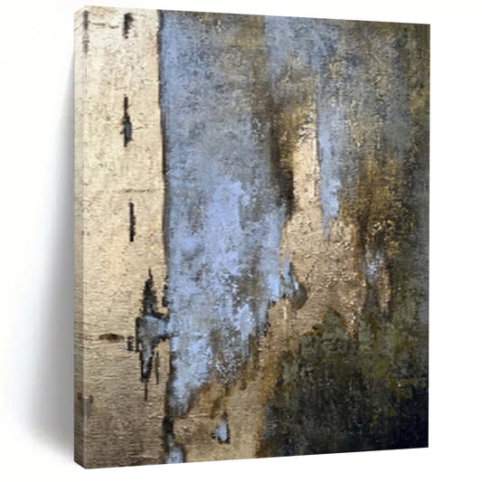 “Blue - Gold - Brown Textured Layers” – Abstract Textured Layer Art CT1001