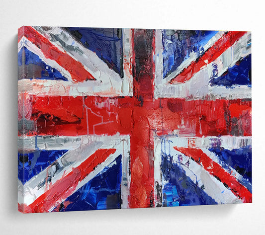 Textured Union Jack “Patriotic Palette Knife” Painting On Canvas DKH120