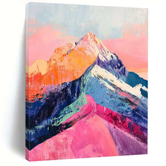 “Colorful Mountain Peaks” - Multicolor, Vibrant Mountain Landscape Painting On Canvas DTP283