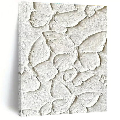 White Textured Butterflies on White - "Whimsical Wings" - 3D Textured Painting CT1468