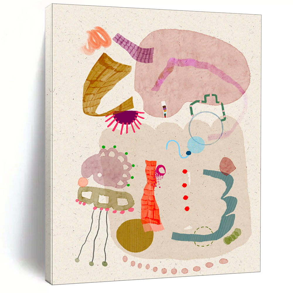 Pastel Shapes, Playful Forms - "Whimsy Assortment" - Mixed - media Abstract Art CT1845