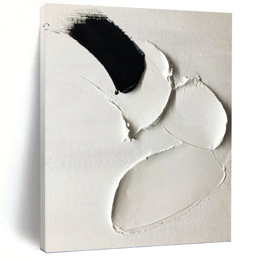 “Black & White Palette Knife” - Bold Minimalist Painting On Canvas DKH1665