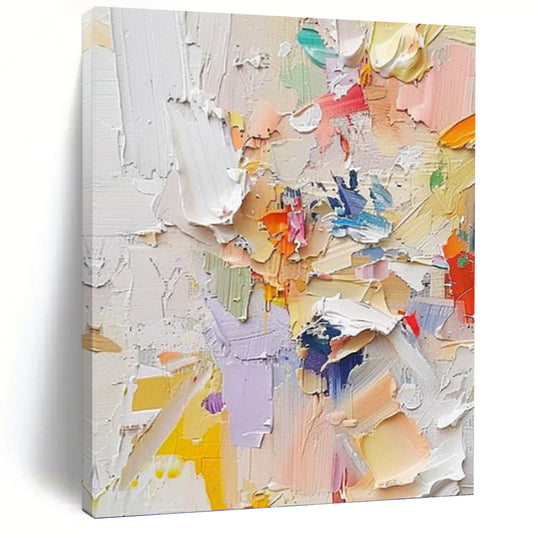 “Colorful Impasto Collage” - Multicolor Textured Painting On Canvas DKH0971