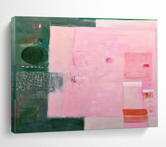 Abstract with Pink and Green - Layered Textures and Subtle Details Painting On Canvas DKH060