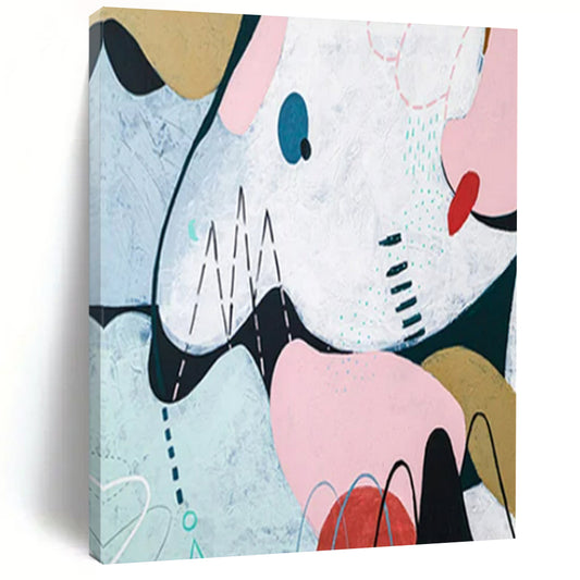 “Pastel and Playful Abstract - Pinks, Blues, and Whimsical Shapes” Painting On Canvas CT2384