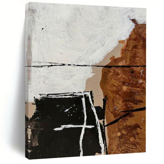 “Expressive Beige - Black - White Abstract” – Abstract Expressionist Painting CT1111