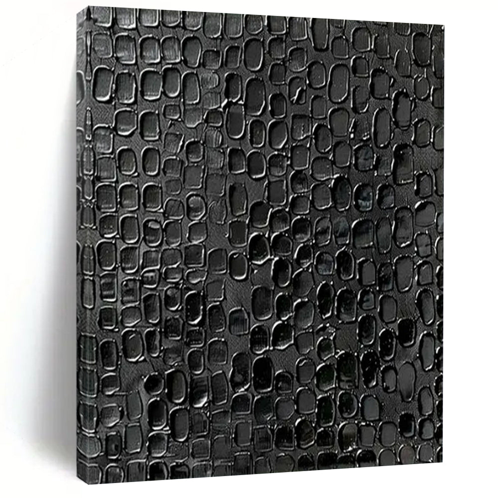 “Textured Black Patterned Abstract” - Abstract Painting On Canvas CT2361