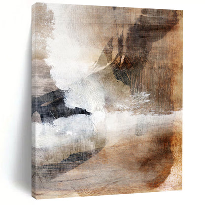 “Earthy Abstract Textures” - Brown, White, and Black Abstract Painting On Canvas DTP209