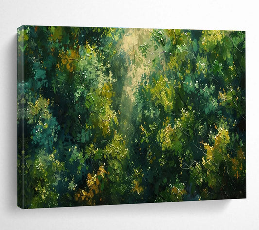 “Sunlit Forest Canopy” - Impressionistic Landscape Painting On Canvas DKH811