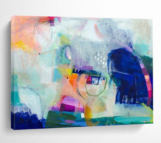 “Colorful Abstract Fusion - Pastels and Bold Hues in Dynamic Forms” Painting On Canvas DKH026