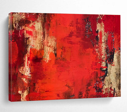 Dynamic Red and Beige Abstract Painting On Canvas DKH296