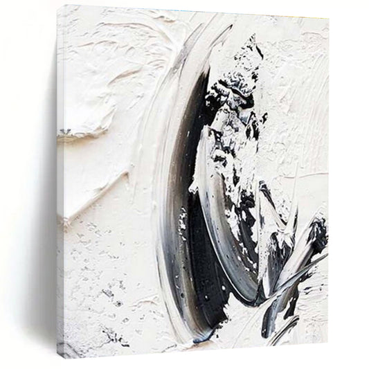 “Monochrome Drama, Thick Black - White Textures” - “Shadow Play”，Textured Acrylic Painting CT0701