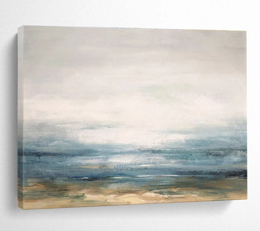 Misty Shore Softly Painted Coastal Abstract Painting On Canvas DKH174