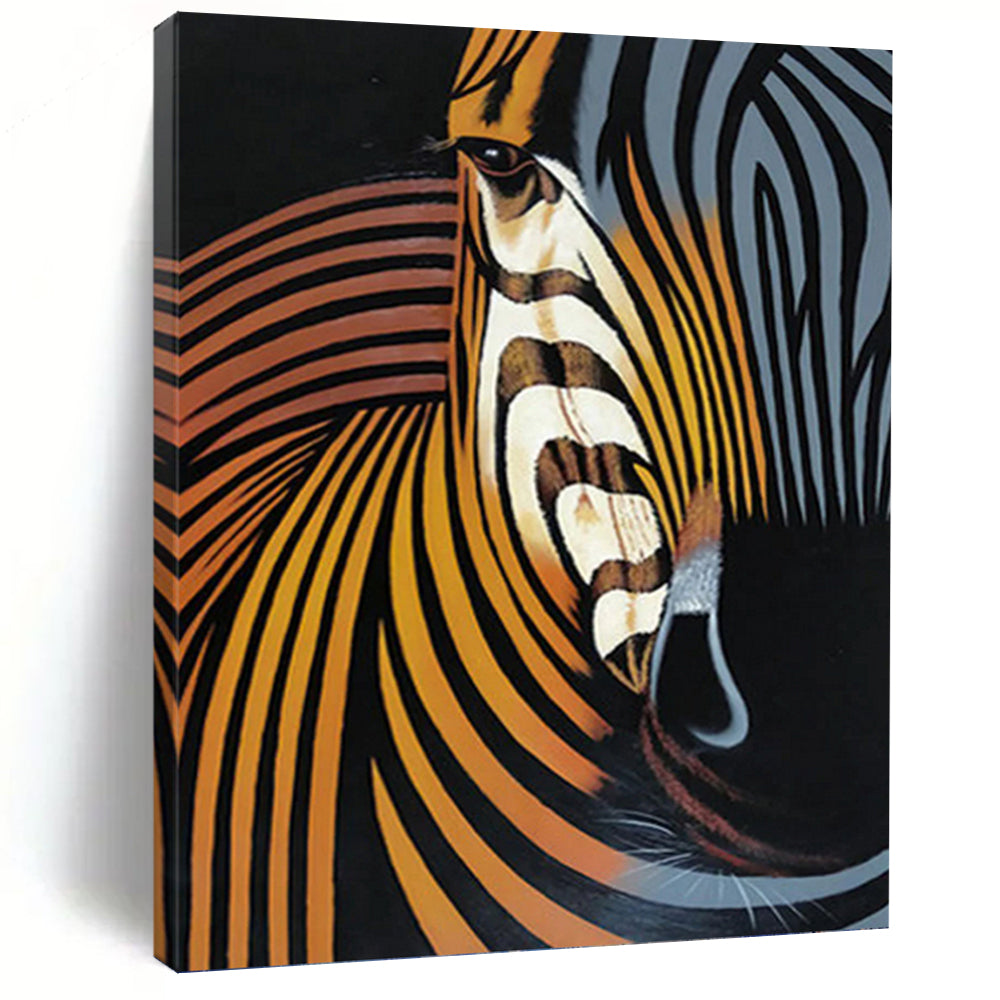 Abstract Zebra in Warm Tones - Wildlife Painting On Canvas DKH1447