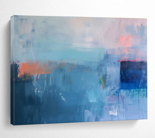 “Deep Blue Abstract Layers” Abstract Acrylic Painting On Canvas DKH478