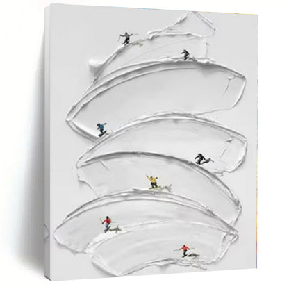 White Swipes & Skiers - Conceptual Thick - textured Acrylic Painting CT1360