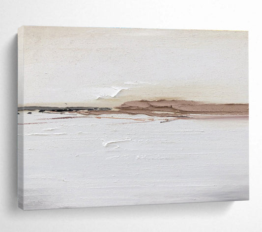 Subtle Earth Tone Stripes - White, Brown & Gray Abstract Painting On Canvas DKH913