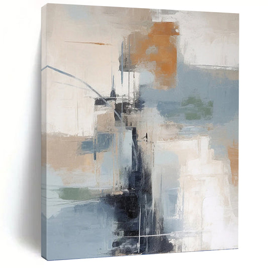 Color - Blocked Abstract City - Abstract Composition Painting On Canvas DKH1254