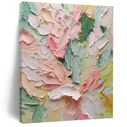 Pastel Floral Mosaic - Impasto Flower Painting On Canvas DKH1397