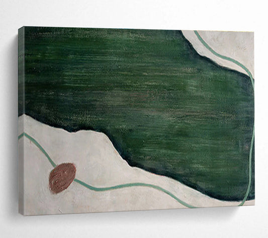 Green - White Abstract Terrain - Abstract Landscape Painting On Canvas DKH610