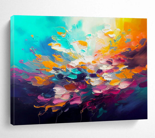 “Color Explosion: Rainbow Palette” Abstract Floral - Inspired Painting On Canvas DKH346