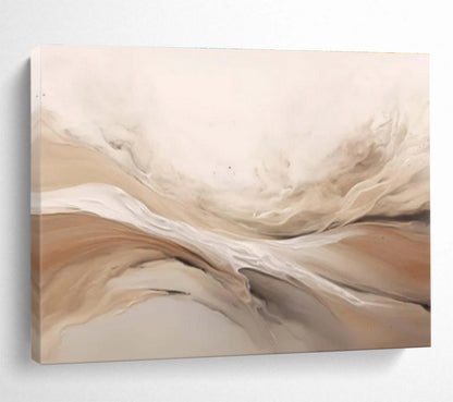 Neutral - Toned Fluid Abstract “Soft Flow of Neutrals” Painting On Canvas DKH092