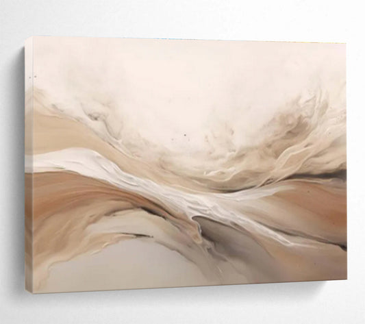 Neutral - Toned Fluid Abstract “Soft Flow of Neutrals” Painting On Canvas DKH092