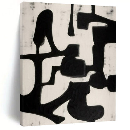 “Black - White Textured Forms” – Minimalist Abstract Art CT1036