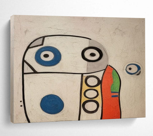 “Color - Blocked, Whimsical Creature ‘Playful Doodle’” - Abstract Figure Painting On Canvas DLZ001