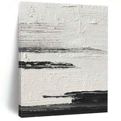 “Black, White, Gray Textured Layers ‘Minimalist Mood’” - Impasto Abstract Painting On Canvas DTP369