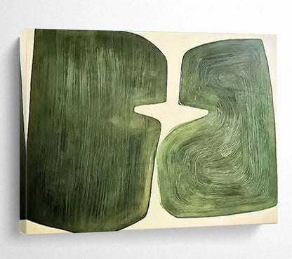 “Green Symbiotic Forms” Abstract Minimalist Painting On Canvas DKH529