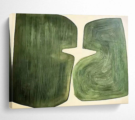 “Green Symbiotic Forms” Abstract Minimalist Painting On Canvas DKH529