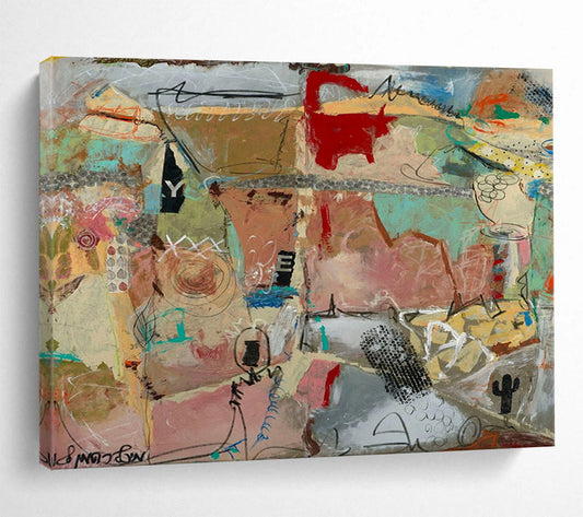 Mixed - Media Abstract Collage - Abstract Painting On Canvas DLZ243