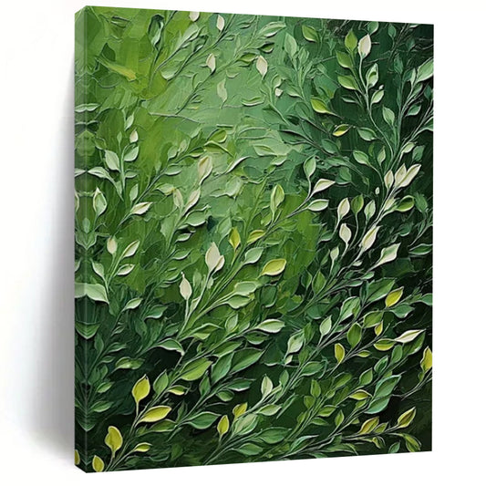 Green Leafy Impasto - Nature - Inspired Impasto Painting On Canvas CT2284