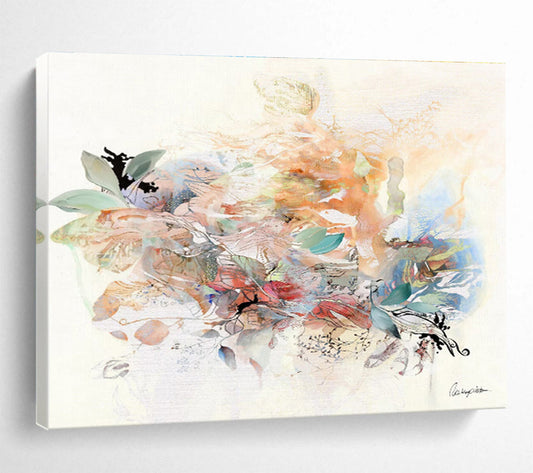 “Mixed - Media Floral Collage” Mixed - Media Art On Canvas DKH532