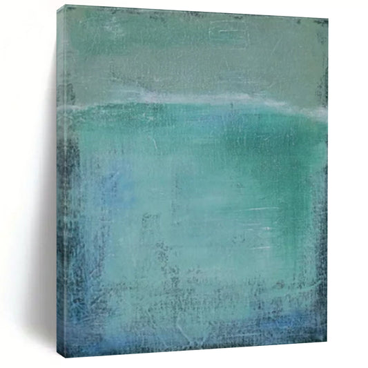 “Soft Green & Blue Textured Layers” - Abstract Painting On Canvas CT2320