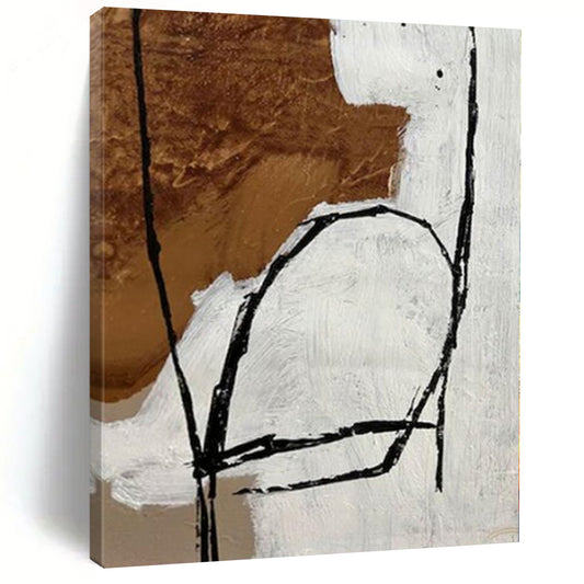 “Expressive Beige - Black - White Abstract (Detail)” – Abstract Expressionist Painting CT1112