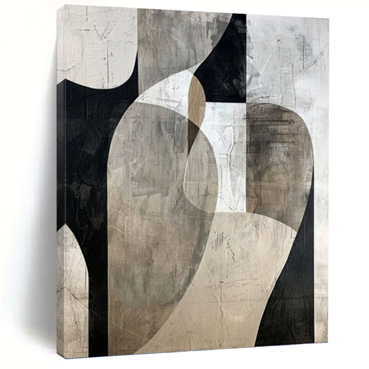 Monochrome Abstract Shapes - Abstract Painting On Canvas DKH1312