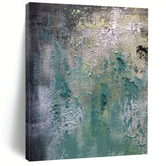 Green, Blue & Grey Textured Layers - "Weathered Walls" - Abstract Textured Painting CT1472
