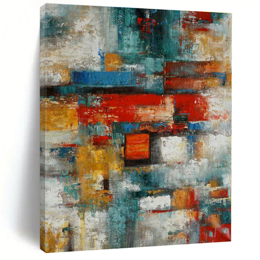 Colorful Geometric Abstract - Cubist - inspired Acrylic Painting CT1395