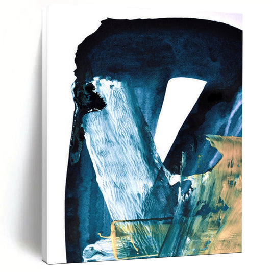 “Deep Blue - White - Gold Abstract” - Abstract Ink - Inspired Painting On Canvas DTP190