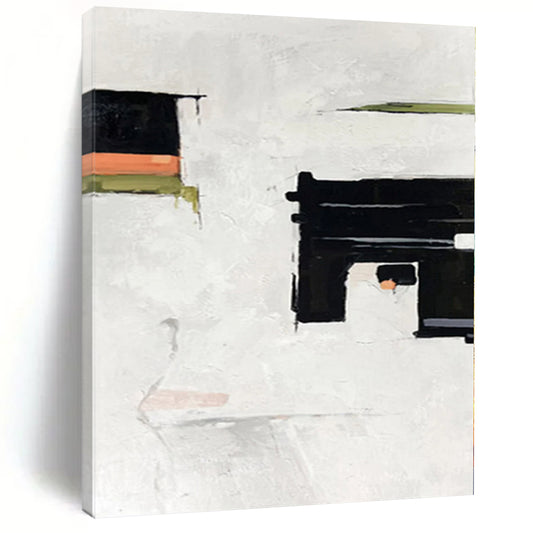 “Minimalist Black - White Geometric Shapes” Abstract Acrylic Art CT0327