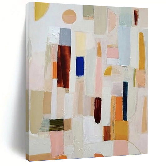 “Pastel Geometric Collage” - Playful Abstract Painting On Canvas DKH1069