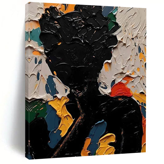 “Colorful Abstract Figure” - Multicolor, Textured Figurative Painting On Canvas DTP308