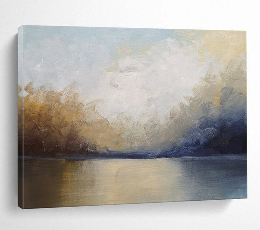 “Soft - Toned Lake ‘Tranquil Waterscape’” - Impressionist Landscape Painting On Canvas DLZ041