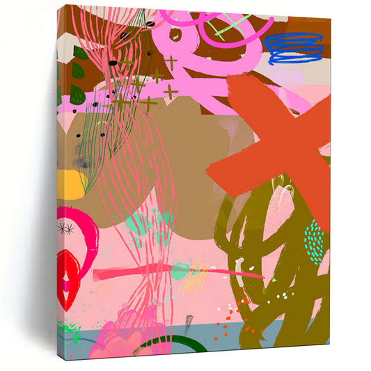 Pink, Green, Bold Doodles - "Playful Doodleland" - Abstract Expressionist Painting CT1857